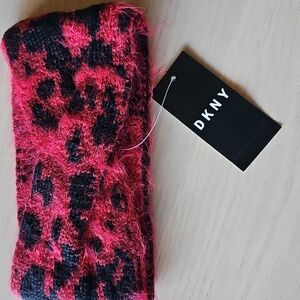 DKNY Red and Black Leopard Print Headband